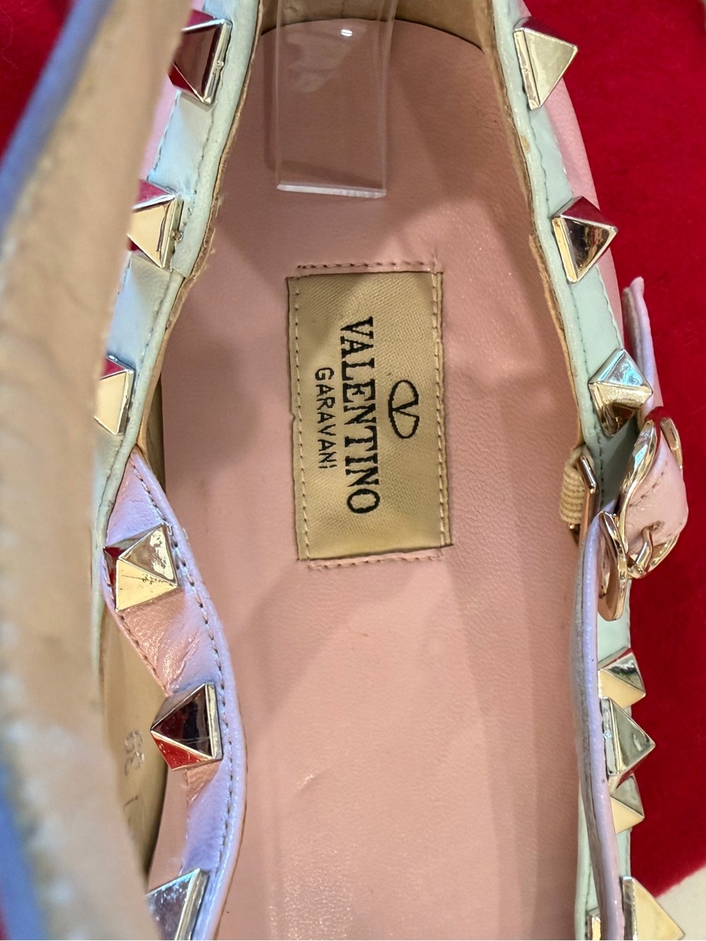 Valentino Garavani Pastel Pink iconic Rockstud Pointed Flats - Picture 9 of 15